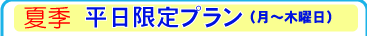 夏季・平日限定プラン、8月16日から8月31日の月～木。